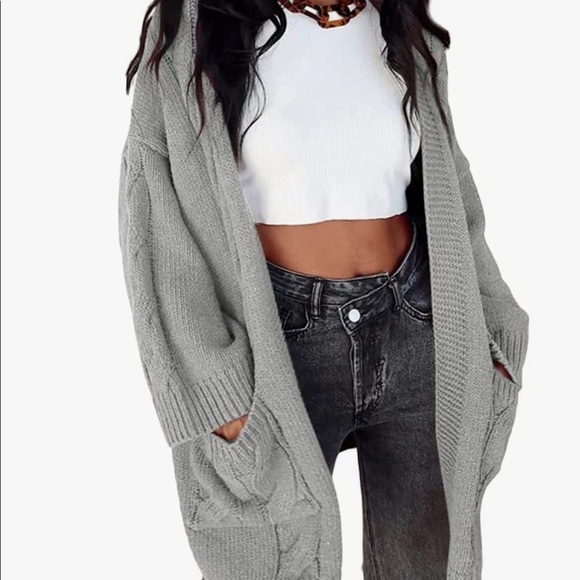 🔥 Womens Open Front Chunky Cable Knit Cardigan Sweaters Long Sleeve Loose - Picture 4 of 9
